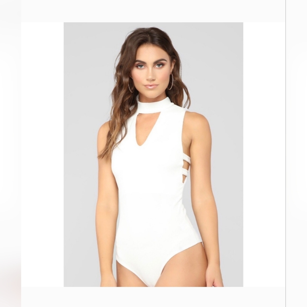 Fashion Nova White Sleeveless Bodysuit